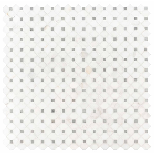 Msi Bianco Dolomite Dotty 12.31 In. X 12.36 In. X 10 Mm Polished Marble Mesh-Mounted Mosaic Tile, 10PK ZOR-MD-0150 - main
